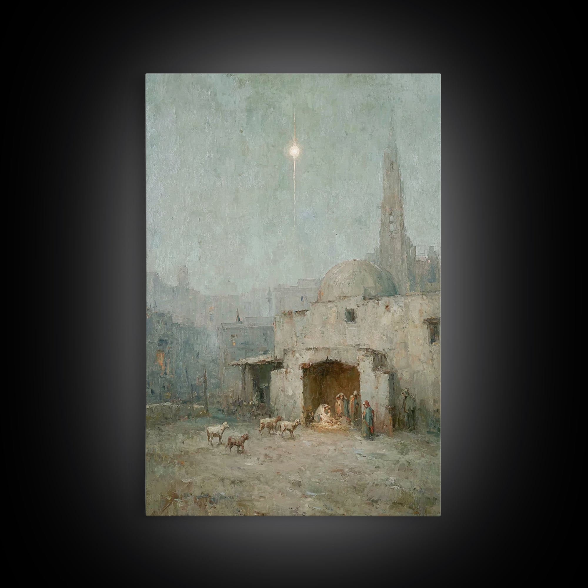 Bethlehem Evening | Framed Canvas Print | Christian Christmas Art | Christian Wall Art | Christian Art Canvas | Christian Decor | Christian