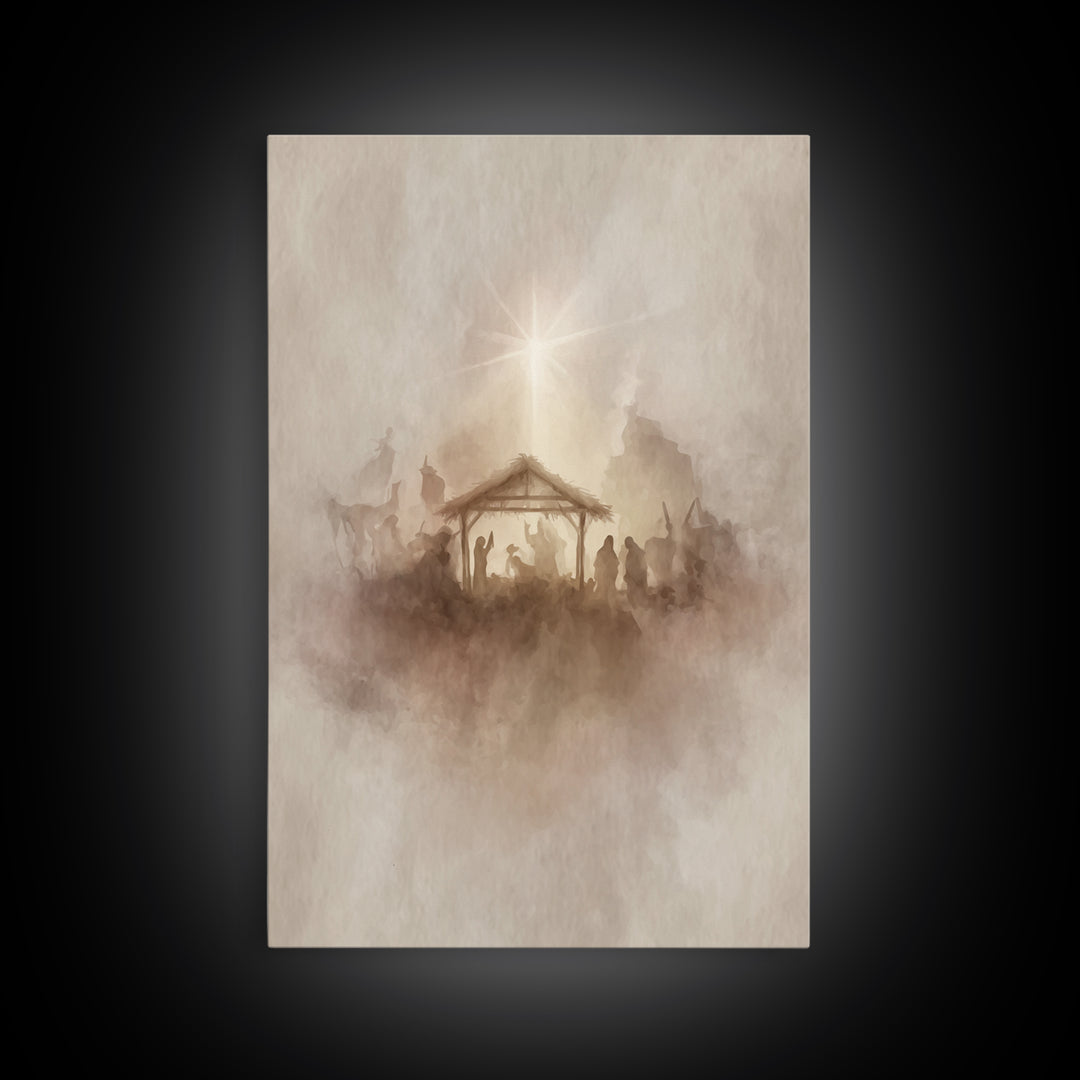 Guiding Star – Framed Canvas Print – Christian Wall Art – Christian Art Canvas – Christian Christmas Art – Jesus Painting – Christmas Wall