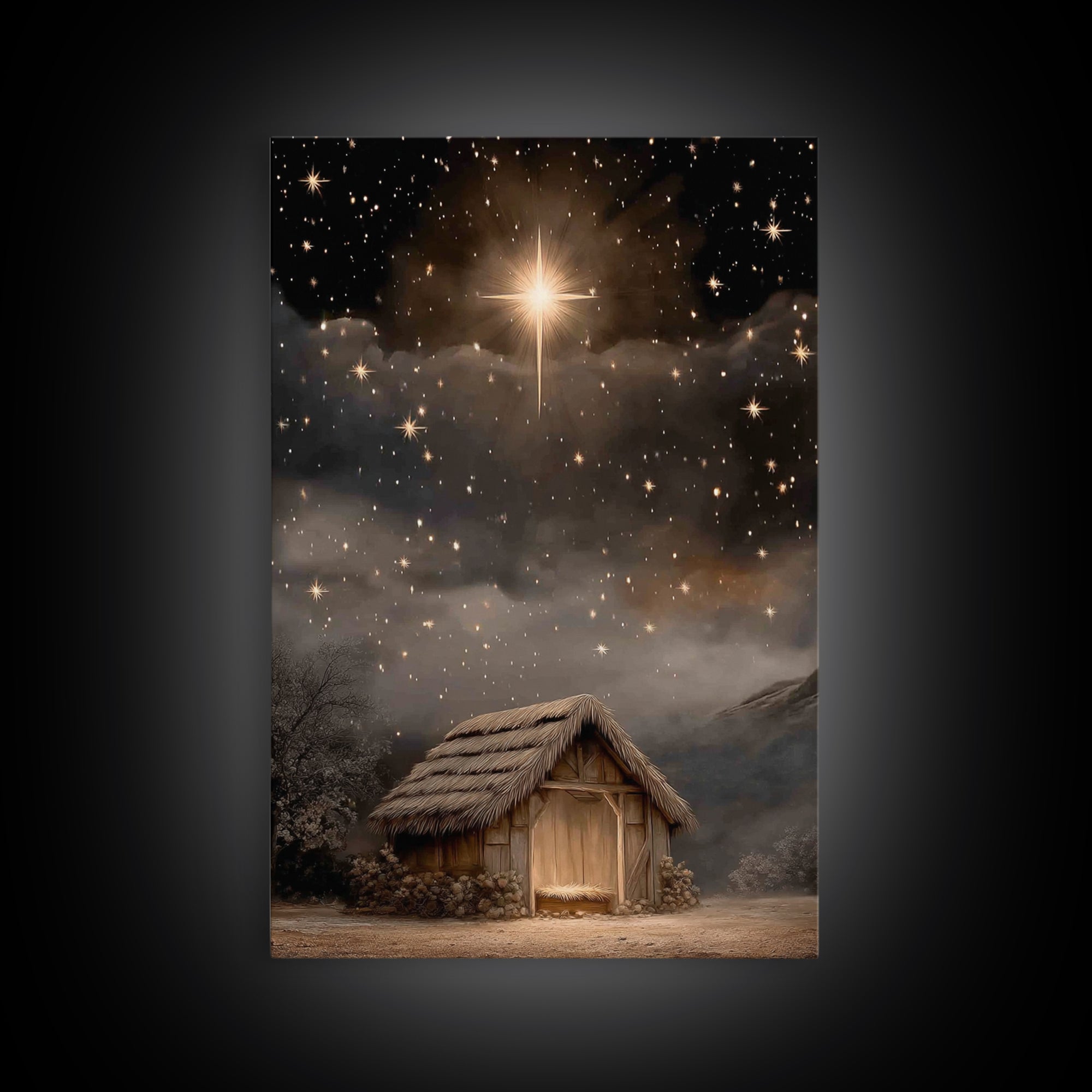 Holy Night Star, Framed Canvas Print, Christian Art Canvas, Christian Wall Art, Jesus Christmas Art, Christmas Art Prints, Christian Decor