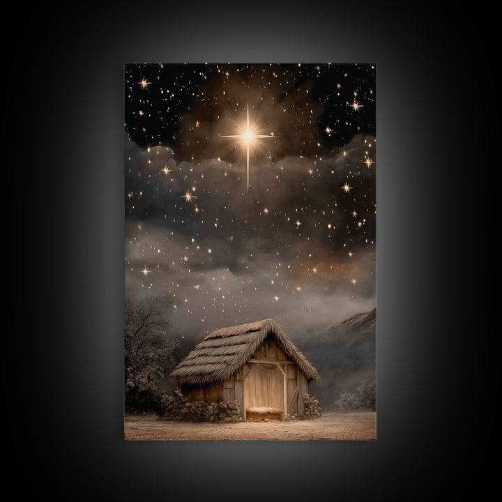Holy Night Star, Framed Canvas Print, Christian Art Canvas, Christian Wall Art, Jesus Christmas Art, Christmas Art Prints, Christian Decor