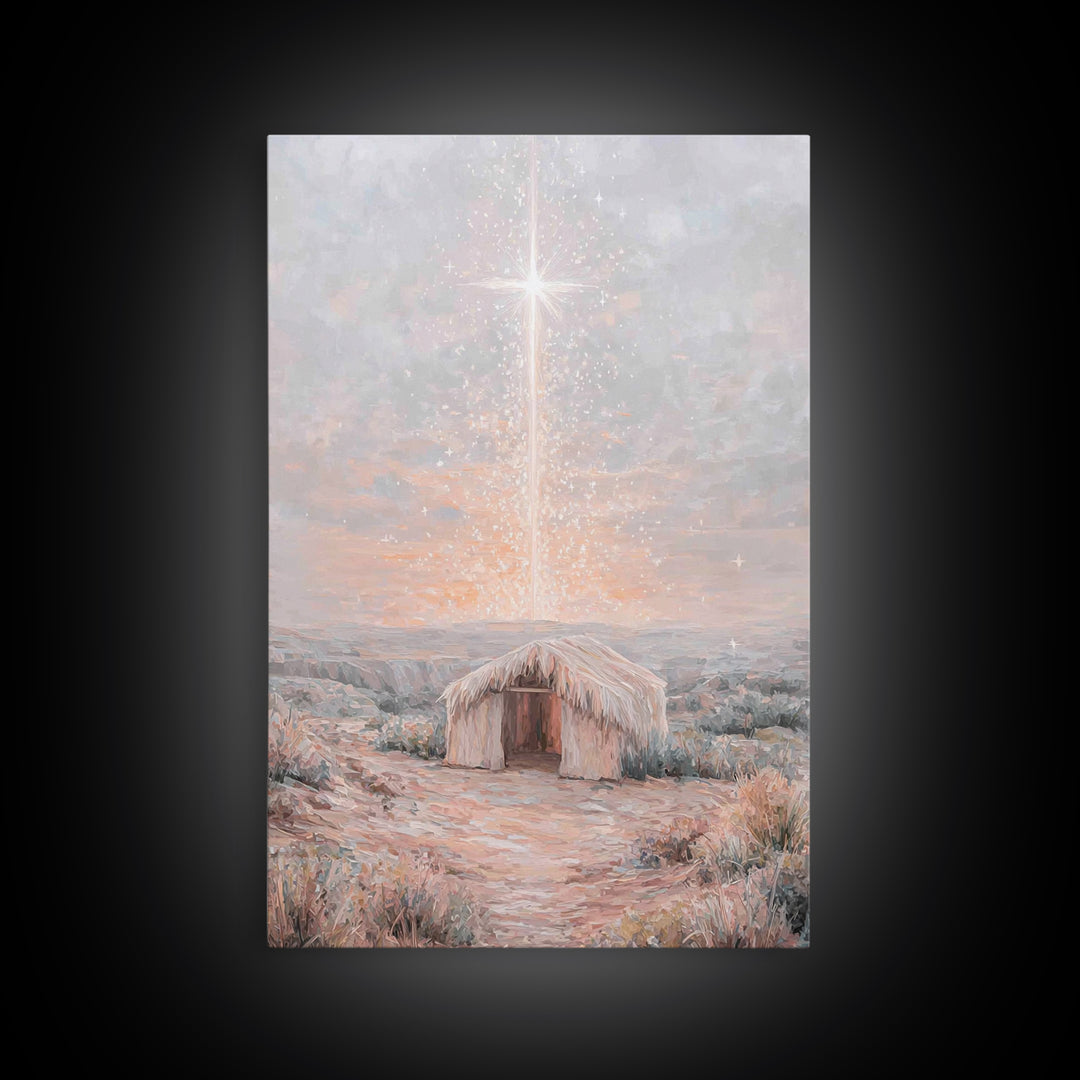 Dawn Of Hope, Framed Canvas Print, Christian Wall Art, Christmas Canvas Wall Art, Unique Christian Art, Jesus Painting, Christian Gift Idea