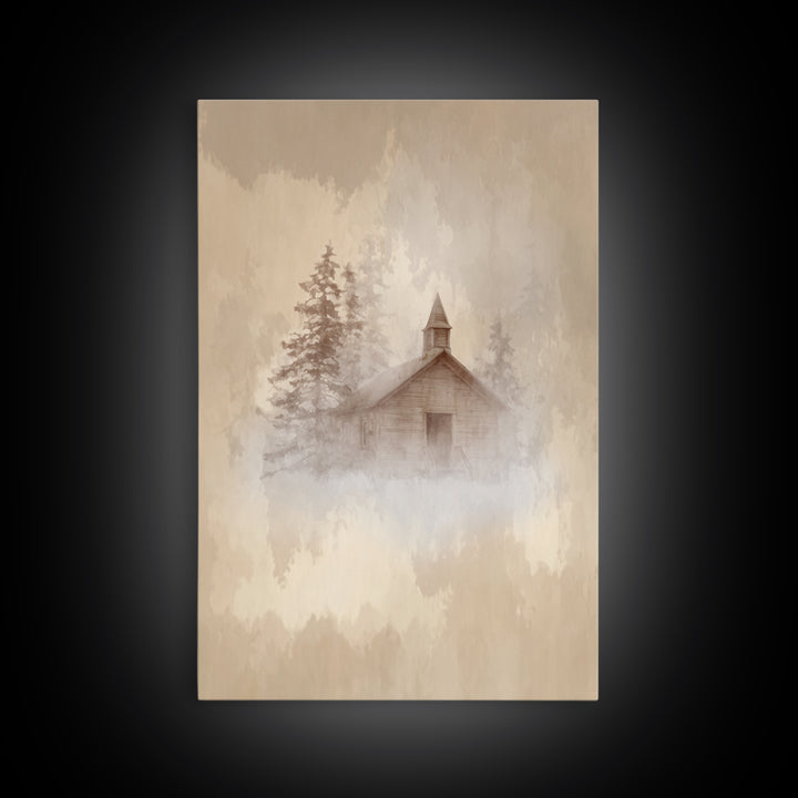 Silent Church | Framed Canvas Print | Vintage Christmas Art | Christian Wall Art | Christian Art Print | Christmas Wall Art | Christian Dec