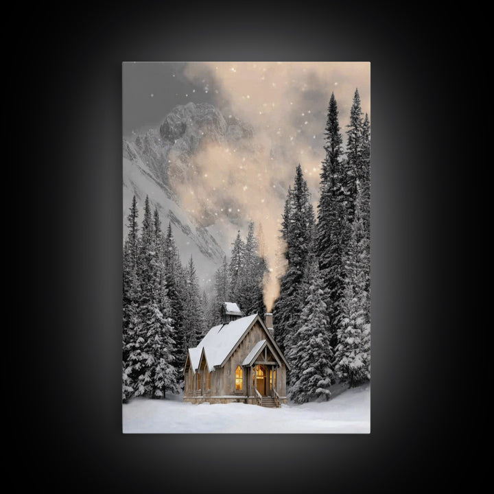 Winter Chapel Grace - Framed Canvas Print - Christian Wall Art - Christmas Wall Art - Christian Art Canvas - Christian Christmas Art