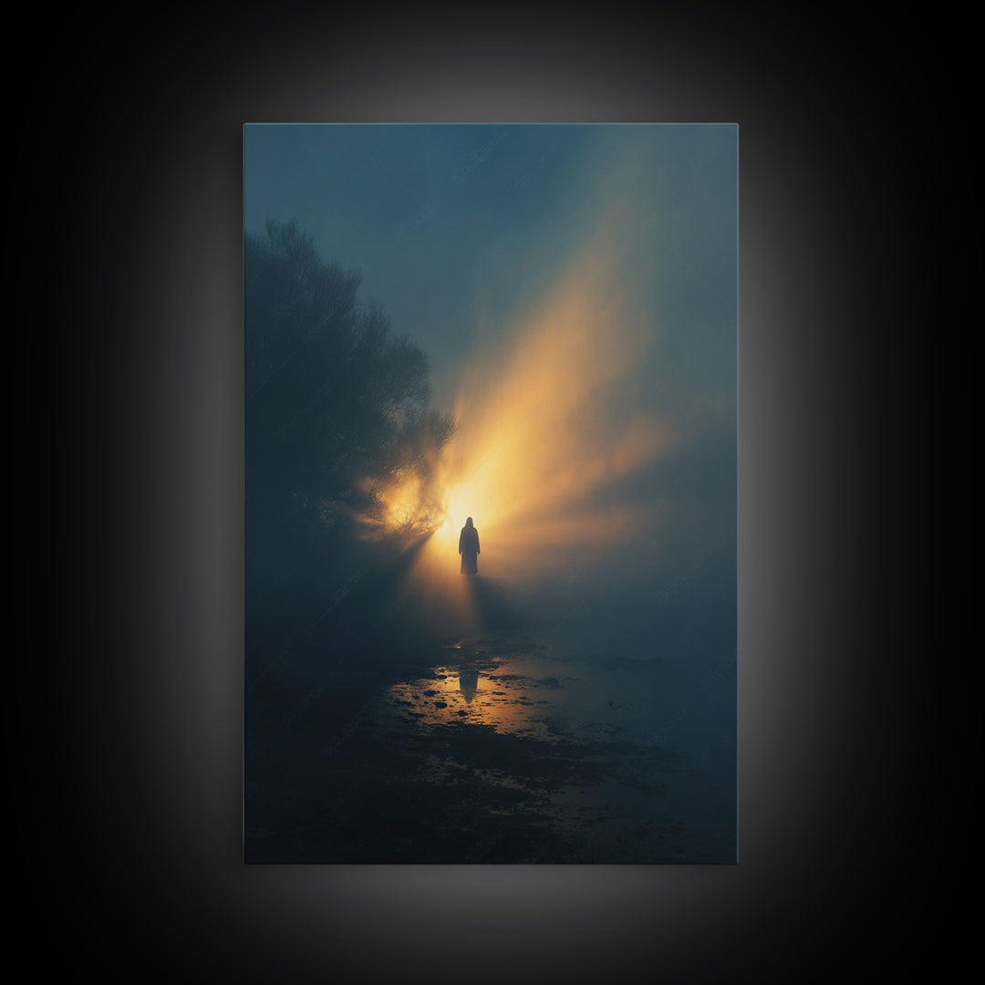 Light Of Hope | Framed Canvas Print | Jesus Painting | Christian Wall Art | Moody Christian Art | Christian Gift Ideas