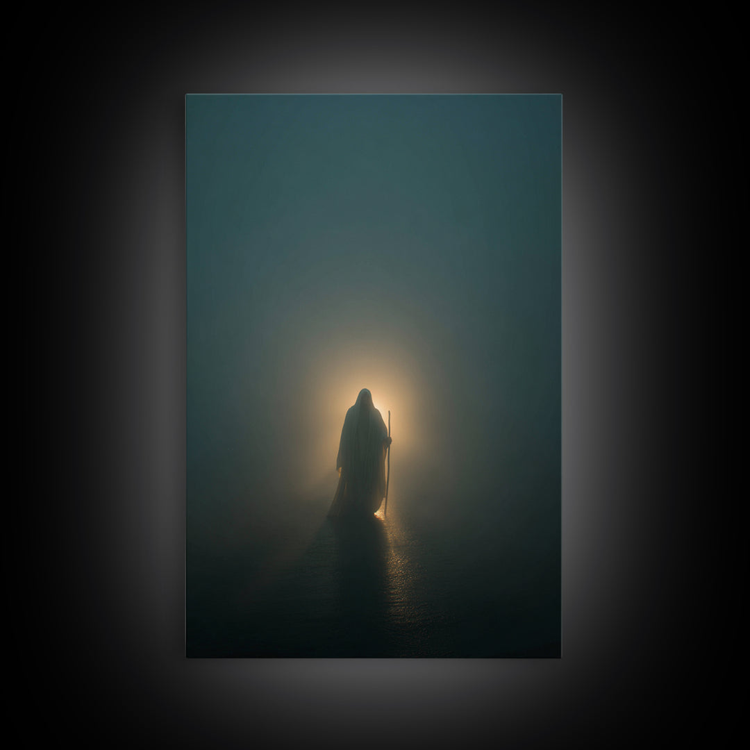 He Walks Near, Framed Canvas Print, Christian Art Print, Jesus Painting, Christian Wall Art, Minimalist Christian Art, Christian Decor