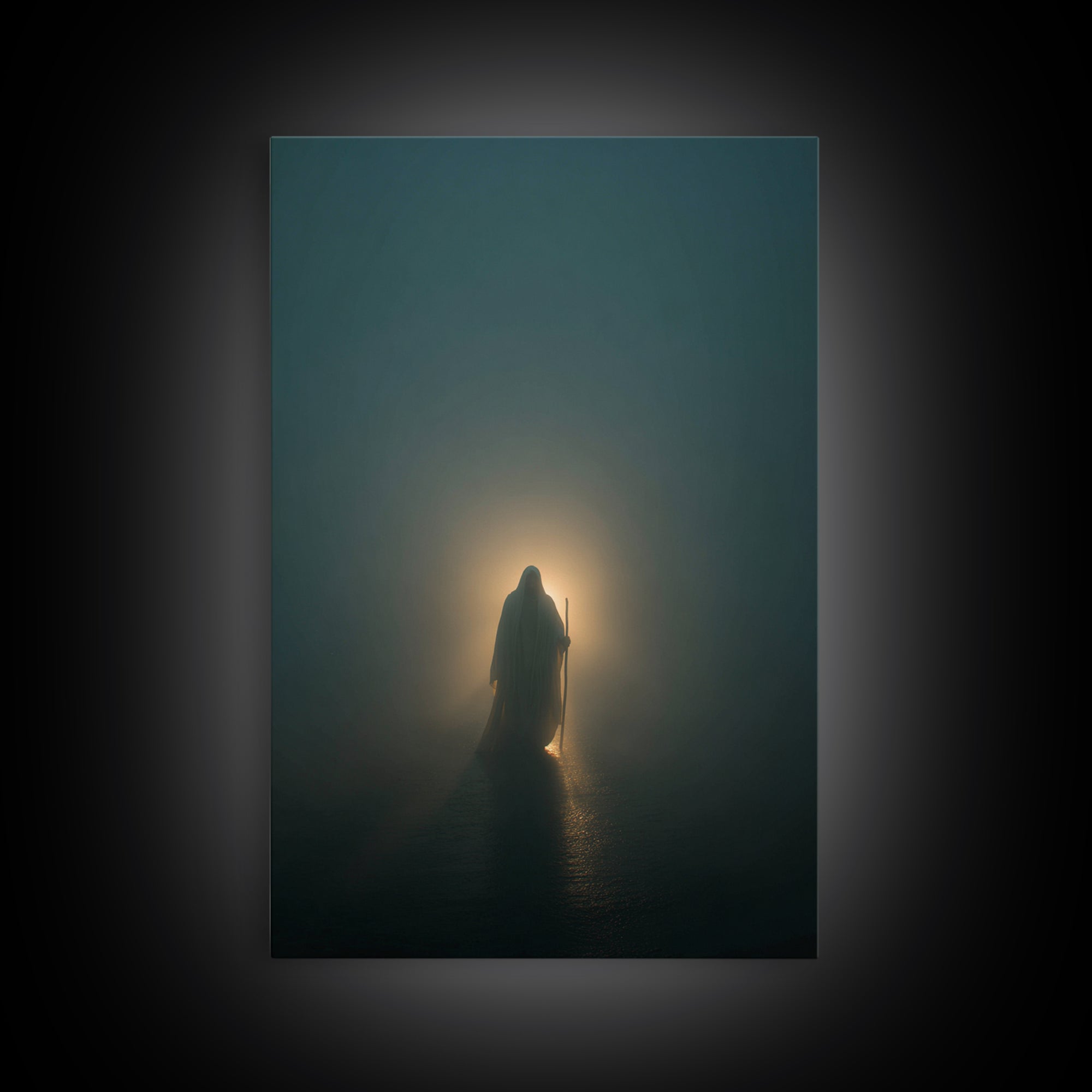He Walks Near, Framed Canvas Print, Christian Art Print, Jesus Painting, Christian Wall Art, Minimalist Christian Art, Christian Decor