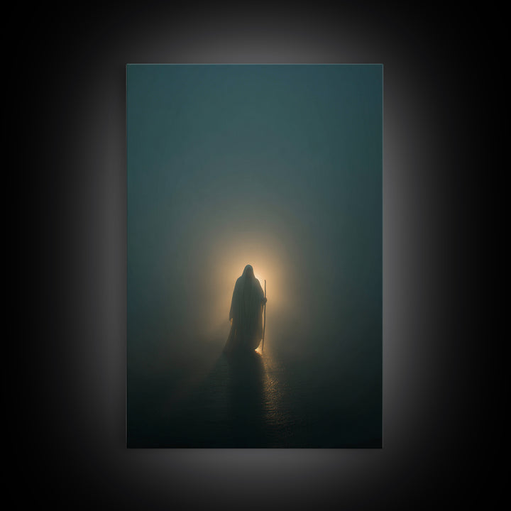 He Walks Near, Framed Canvas Print, Christian Art Print, Jesus Painting, Christian Wall Art, Minimalist Christian Art, Christian Decor