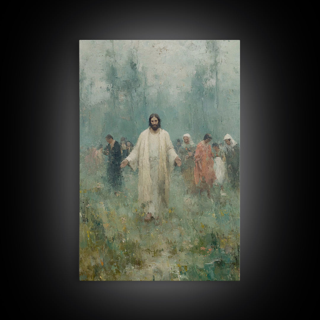 Among The People | Framed Canvas Print | Jesus Art Canvas | Christian Art | Christian Painting | Christian Gift Ideas | Christian Wall Art