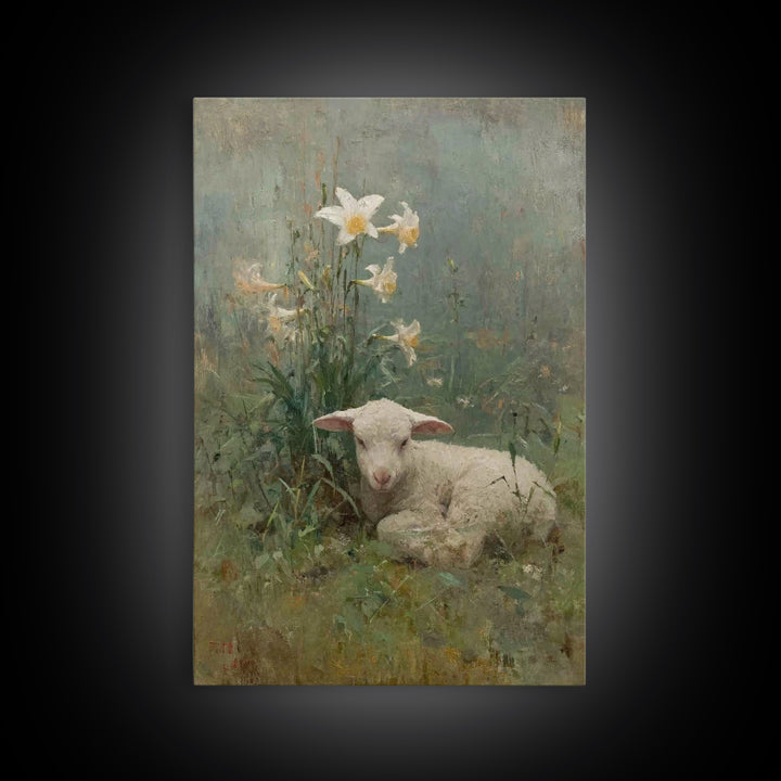 Lily Rest – Framed Canvas Print – Christian Wall Art – Christian Gift – Vintage Christian Art – Christian Art Canvas – Subtle Christian Art
