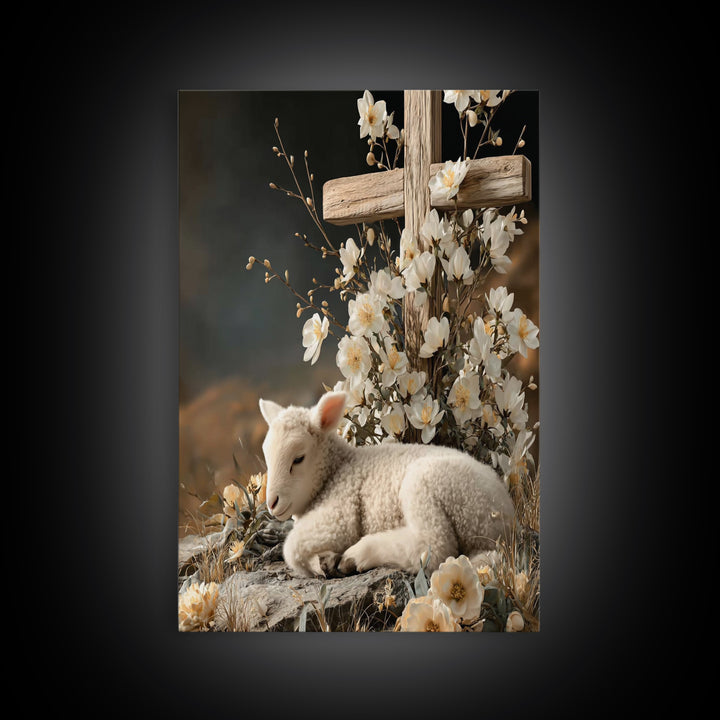 Lamb Of Promise – Framed Canvas Print – Christian Wall Art – Christian Art Painting – Christian Art Canvas – Christian Gift Ideas – Moody C