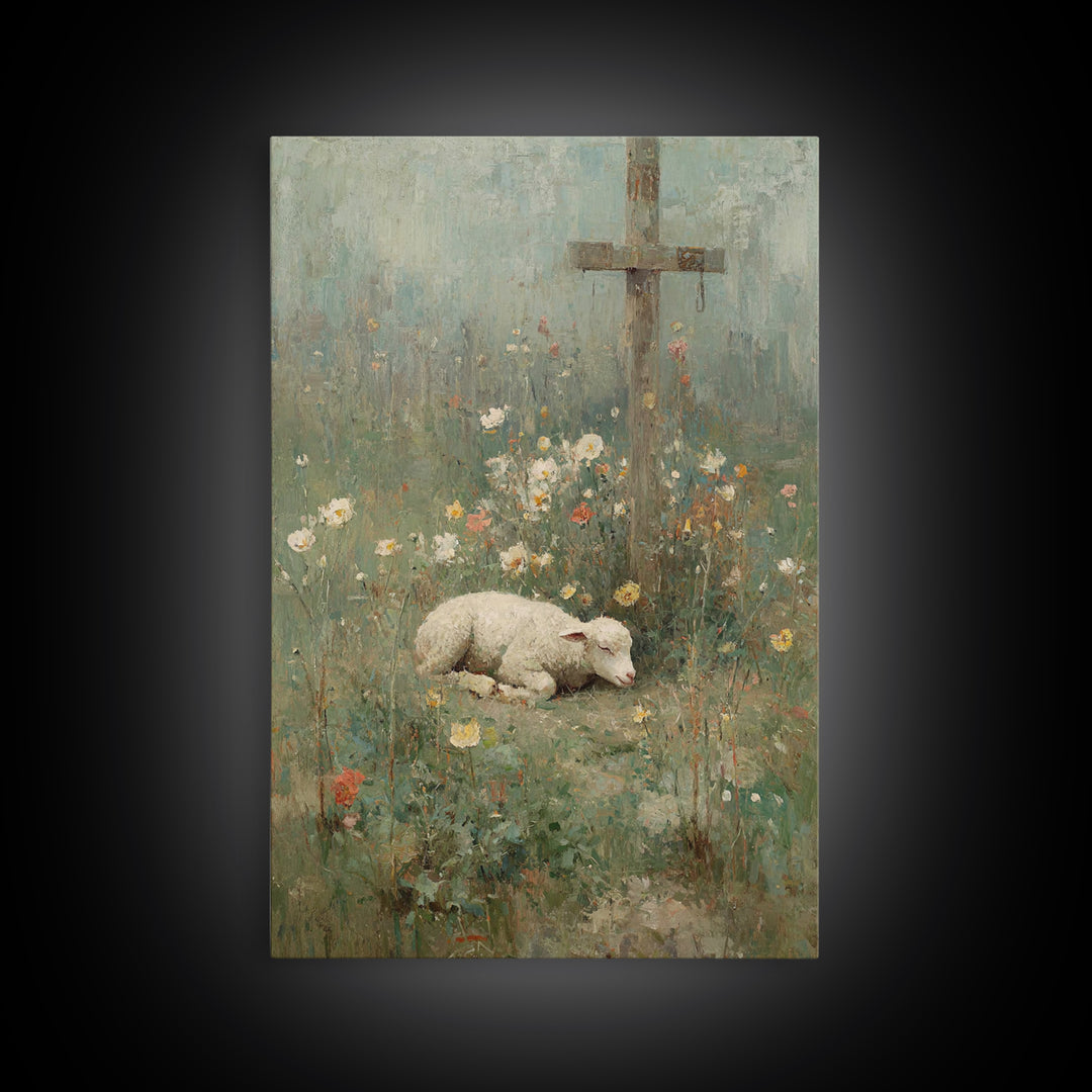 Sacred Meadow – Framed Canvas Print – Christian Wall Art – Vintage Christian Art – Christian Art Canvas – Christian Painting – Christian Gi