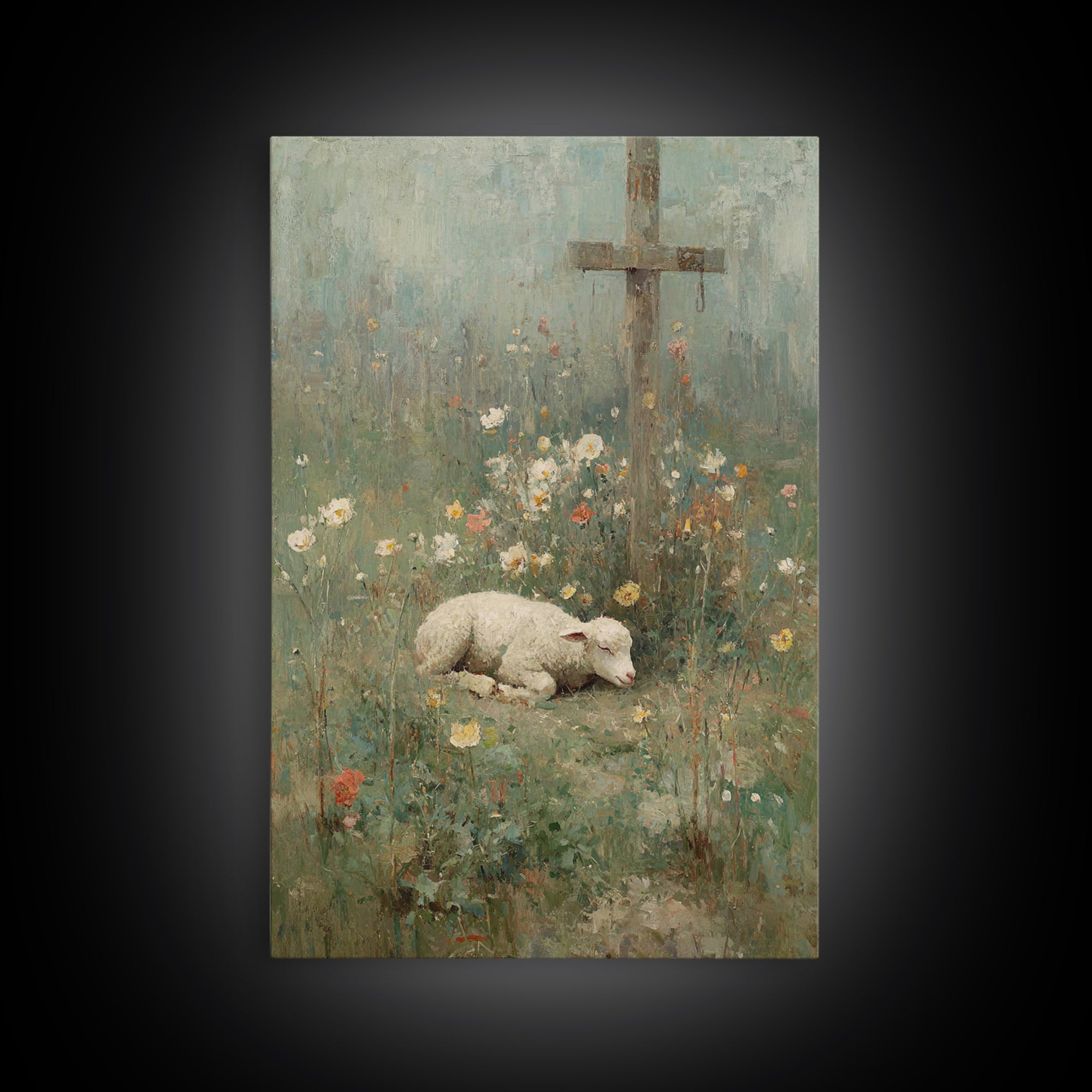 Sacred Meadow – Framed Canvas Print – Christian Wall Art – Vintage Christian Art – Christian Art Canvas – Christian Painting – Christian Gi