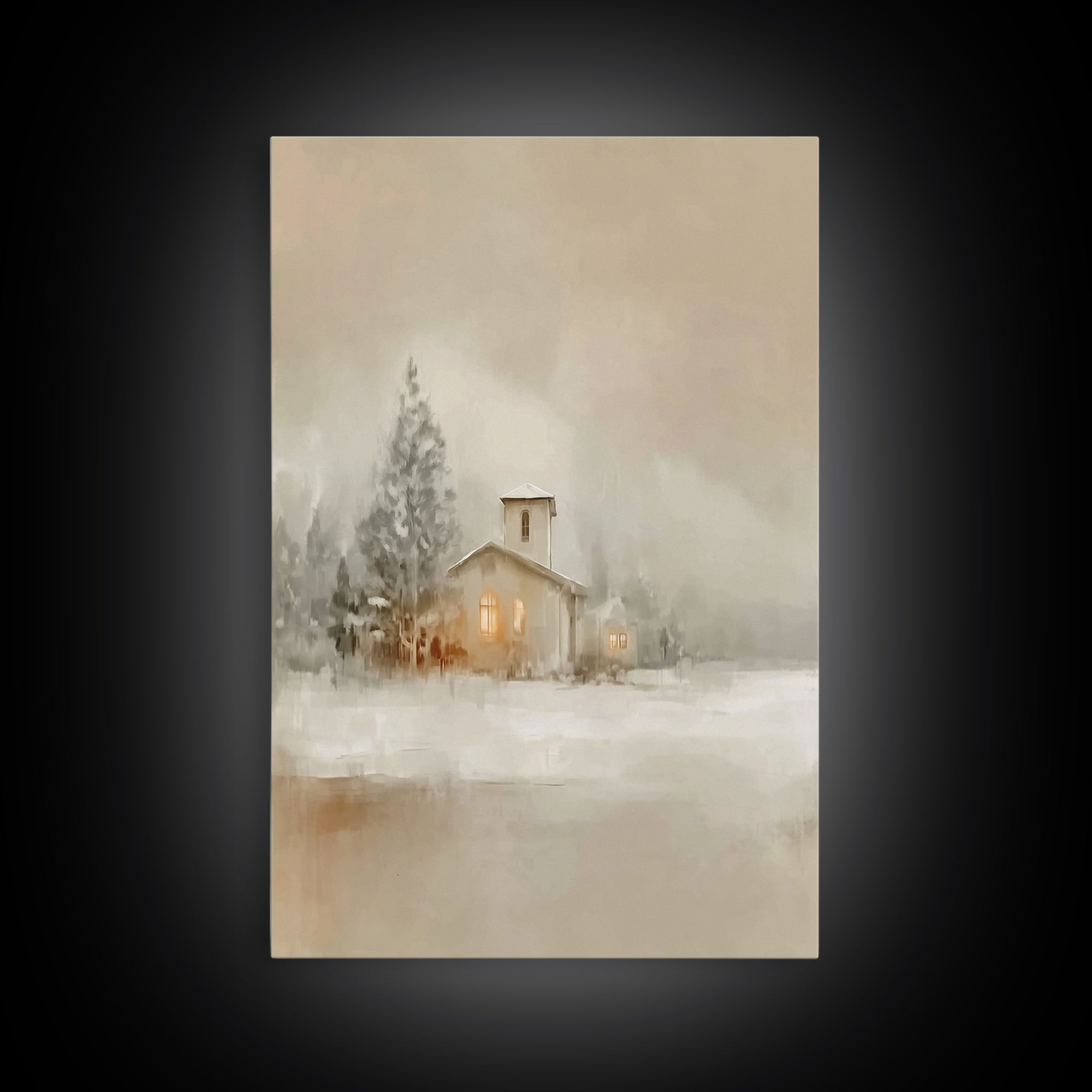 Snowy Church Calm | Framed Canvas Print | Christian Wall Art | Christian Art Canvas | Christmas Art | Christian Christmas Decor