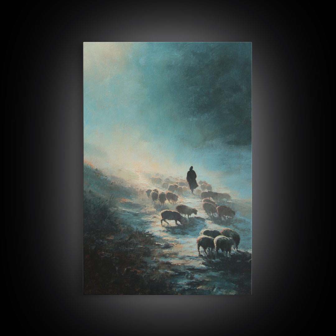 Soft Pasture Journey – Framed Canvas Print – Christian Wall Art – Christian Art Canvas – Pastoral Scenery – Subtle Christian Art
