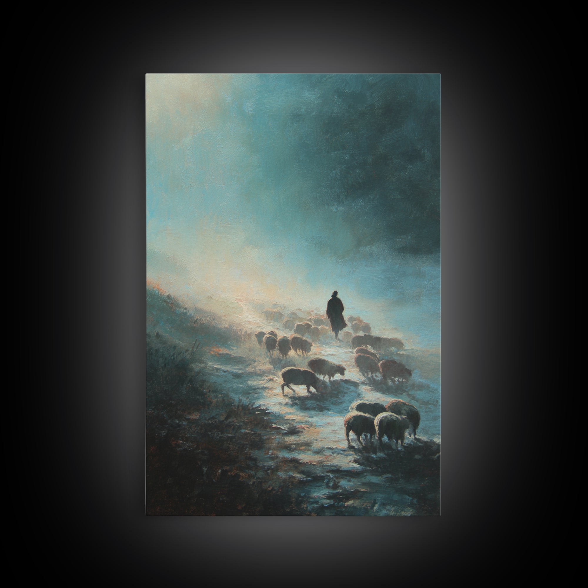 Soft Pasture Journey – Framed Canvas Print – Christian Wall Art – Christian Art Canvas – Pastoral Scenery – Subtle Christian Art