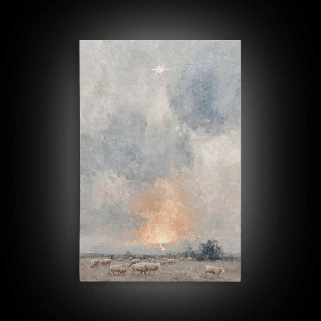 Dawn Star Wonder – Framed Canvas Print – Christmas Art – Christian Wall Art – Christian Art Canvas – Subtle Christian Art