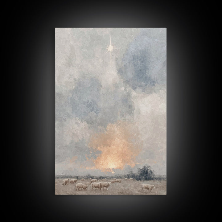 Dawn Star Wonder – Framed Canvas Print – Christmas Art – Christian Wall Art – Christian Art Canvas – Subtle Christian Art