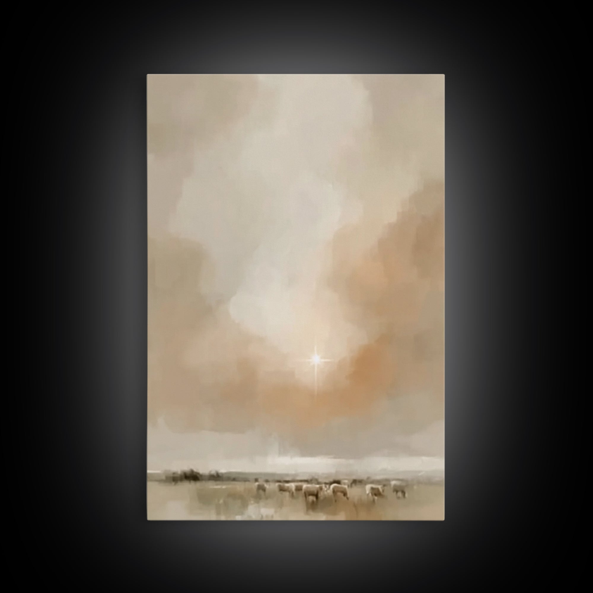 Soft Star Morning | Framed Canvas Print | Christian Christmas Art | Christmas Art | Christian Art Canvas | Minimalist Christian Art