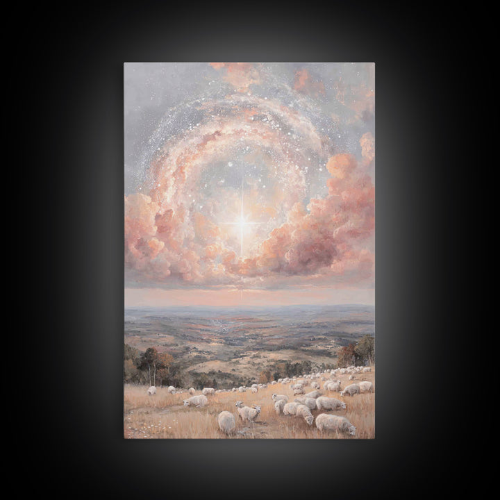 Glory In The Heights | Framed Canvas Print | Christian Wall Art | Christian Art Canvas | Christmas Art | Unique Christian Art