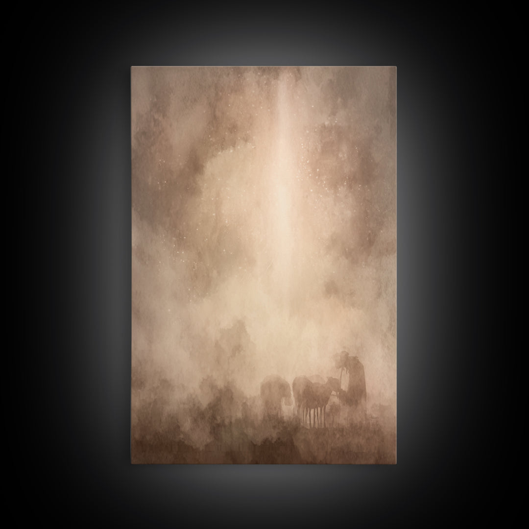 Silent Night Haze – Framed Canvas Print – Christian Art Canvas – Christian Wall Art – Moody Christian Art – Subtle Christian Art
