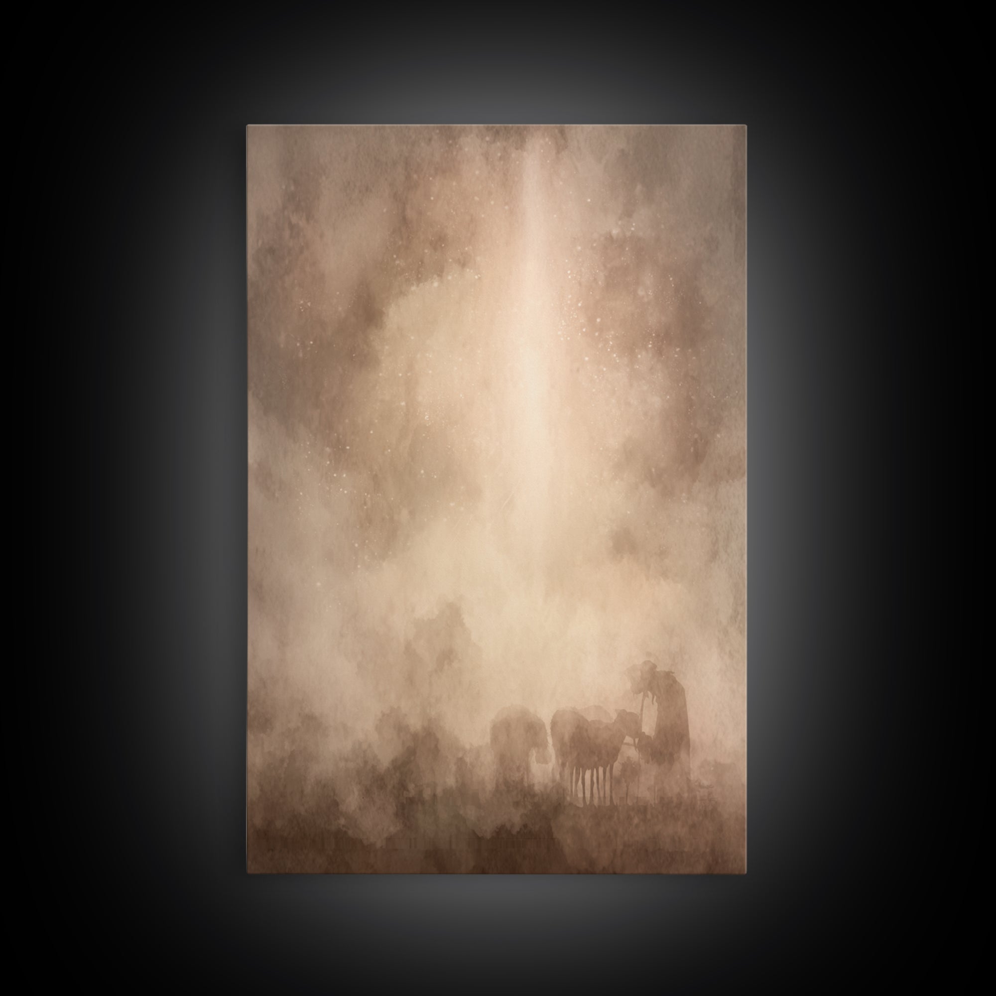 Silent Night Haze – Framed Canvas Print – Christian Art Canvas – Christian Wall Art – Moody Christian Art – Subtle Christian Art