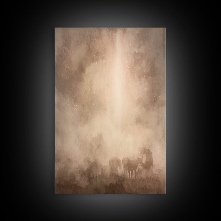 Silent Night Haze – Framed Canvas Print – Christian Art Canvas – Christian Wall Art – Moody Christian Art – Subtle Christian Art
