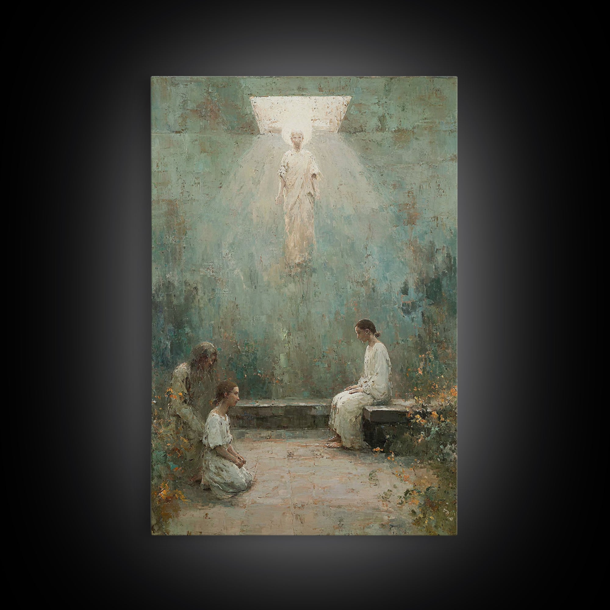 Heavenly Visitation – Framed Canvas Print – Christian Art Canvas – Christian Wall Art – Modern Christian Art – Christian Painting – Christi