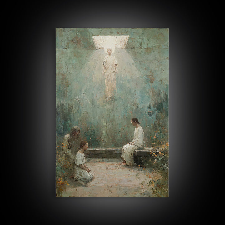 Heavenly Visitation – Framed Canvas Print – Christian Art Canvas – Christian Wall Art – Modern Christian Art – Christian Painting – Christi