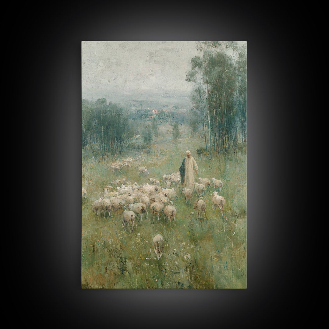 Pasture Of Hope – Framed Canvas Print – Christian Wall Art – Vintage Christian Art – Christian Art Canvas – Jesus Painting – Subtle Christi