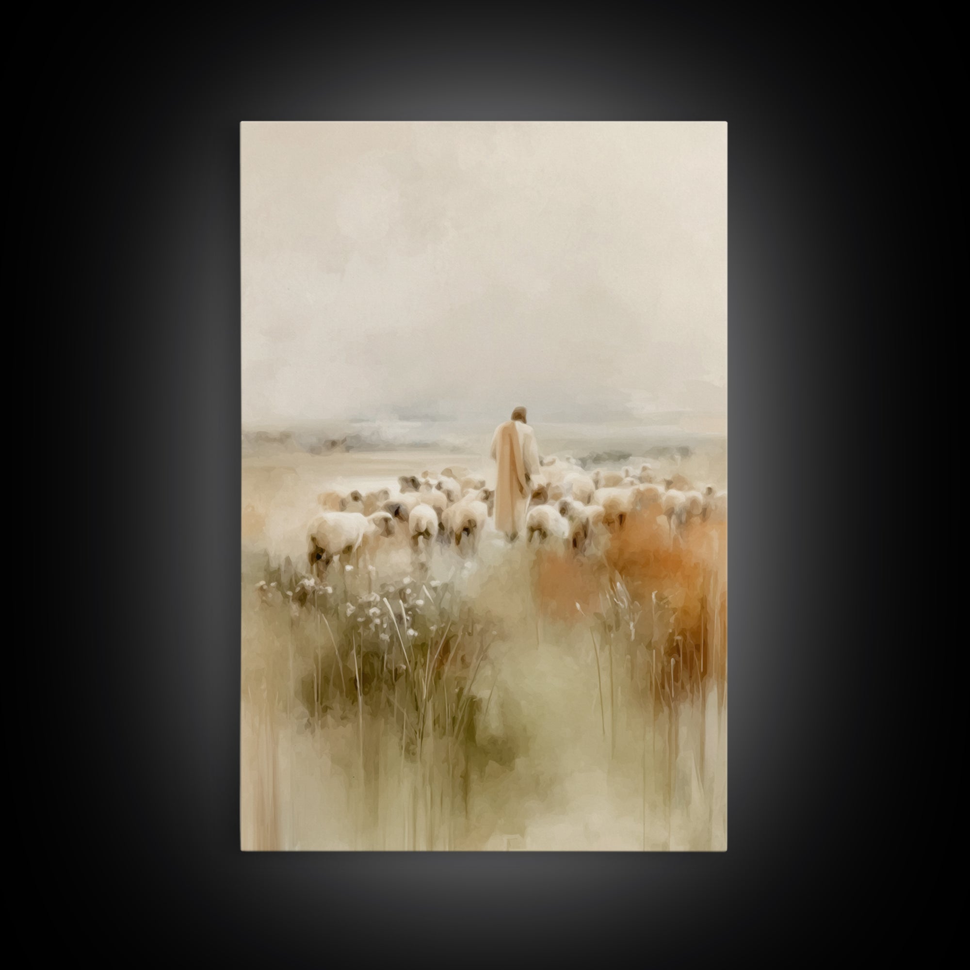 Graceful Guidance – Framed Canvas Print – Christian Art Canvas – Christian Wall Art – Minimalist Christian Art – Jesus Painting – Christian