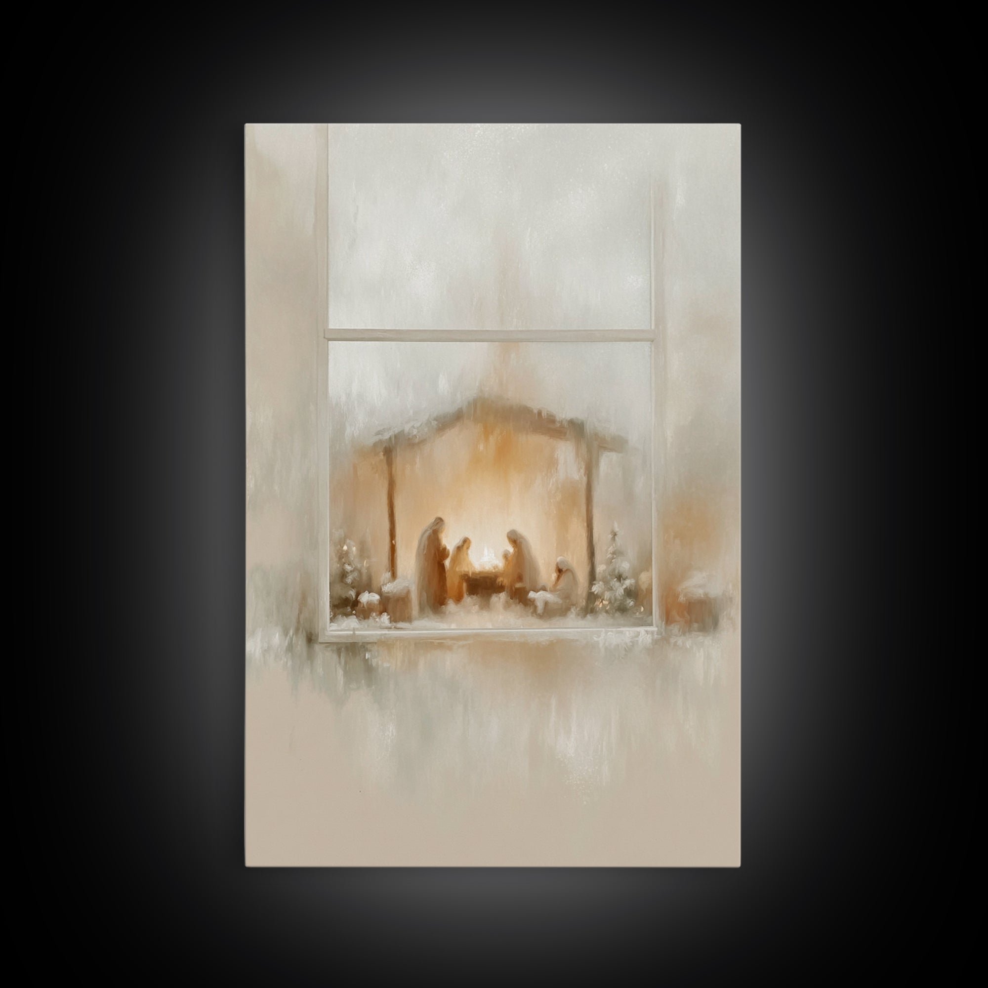 Nativity Glow – Framed Canvas Print – Christian Wall Art – Christian Art Canvas – Jesus Christmas Art – Modern Christian Art