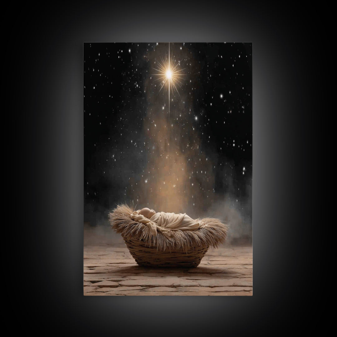 Star Of Hope – Framed Canvas Print – Christian Art Canvas – Jesus Painting – Christian Christmas Art – Christmas Wall Art