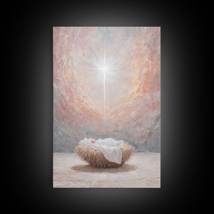 Dawn Of Grace – Framed Canvas Print – Christian Christmas Art – Christian Wall Art – Jesus Painting – Christmas Art – Christian Art Canvas