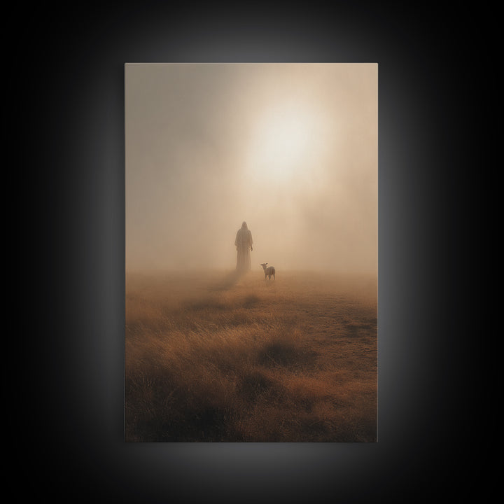 Golden Quiet Path – Framed Canvas Print – Christian Painting – Christian Art Canvas – Christian Wall Art – Subtle Christian Paintings