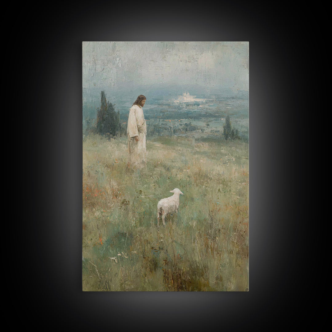 Valley of Stillness – Framed Canvas Print – Christian Wall Art – Christian Art Print – Jesus Painting – Vintage Christian Art