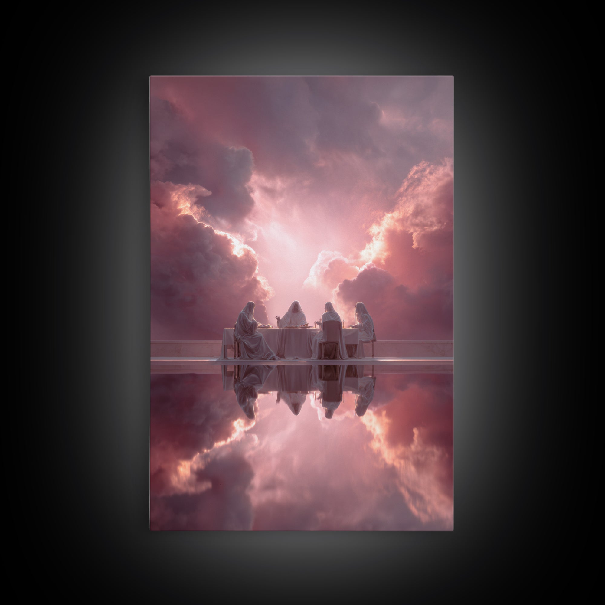 Heavenly Supper – Framed Canvas Print – Christian Wall Art – Christian Art Canvas – Christian Christmas Art – Unique Christian Art