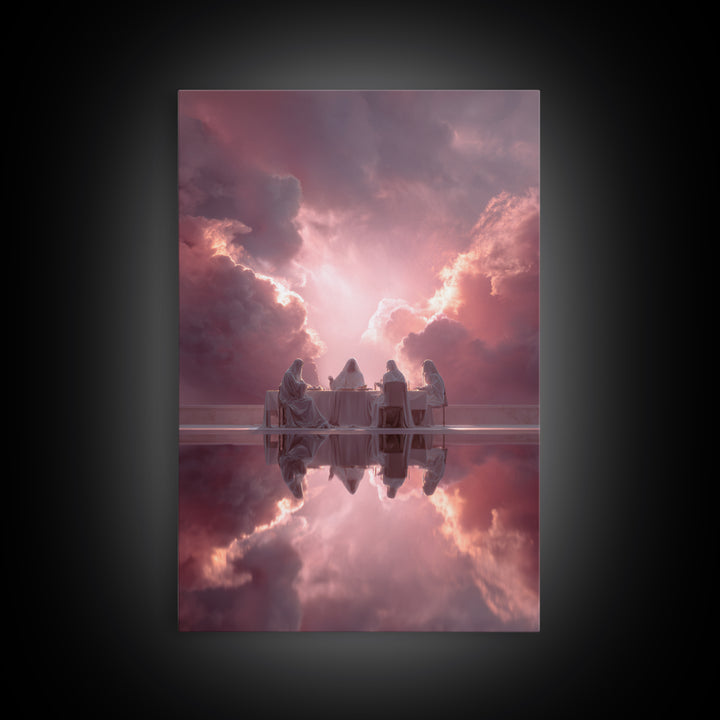 Heavenly Supper – Framed Canvas Print – Christian Wall Art – Christian Art Canvas – Christian Christmas Art – Unique Christian Art