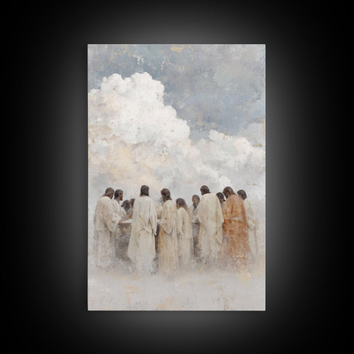 Sacred Gathering – Framed Canvas Print – Jesus Painting – Christian Art Canvas – Christian Wall Art – Modern Christian Art – Christmas Art
