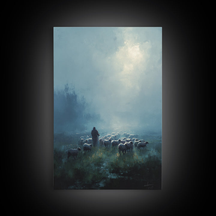 Dawn Shepherd | Framed Canvas Print | Moody Christian Art | Christian Wall Art | Christian Art Canvas | Jesus Painting | Large Christian Pa