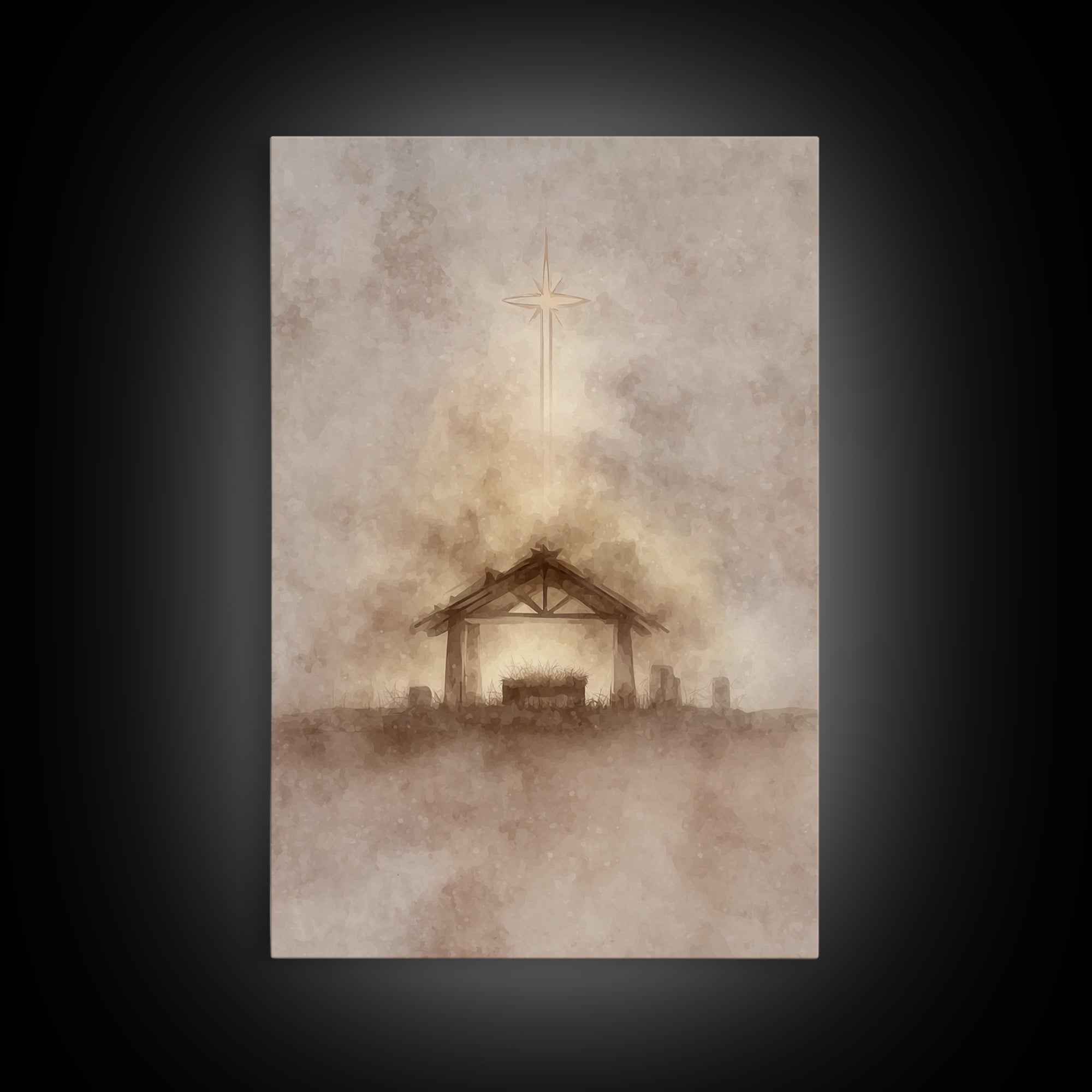 Holy Star | Framed Canvas Print | Christmas Wall Art | Christian Christmas Art | Christmas Art Prints | Christian Art Canvas | Modern Chris