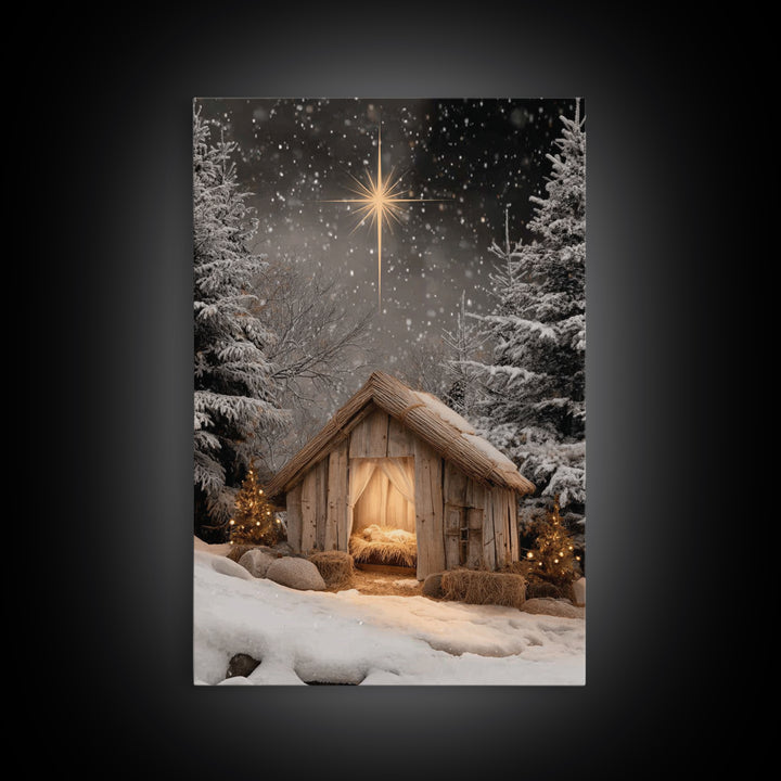 Silent Winter Nativity – Framed Canvas Print – Christian Art Canvas – Christian Christmas Art – Christian Wall Art – Christian Art – Jesus