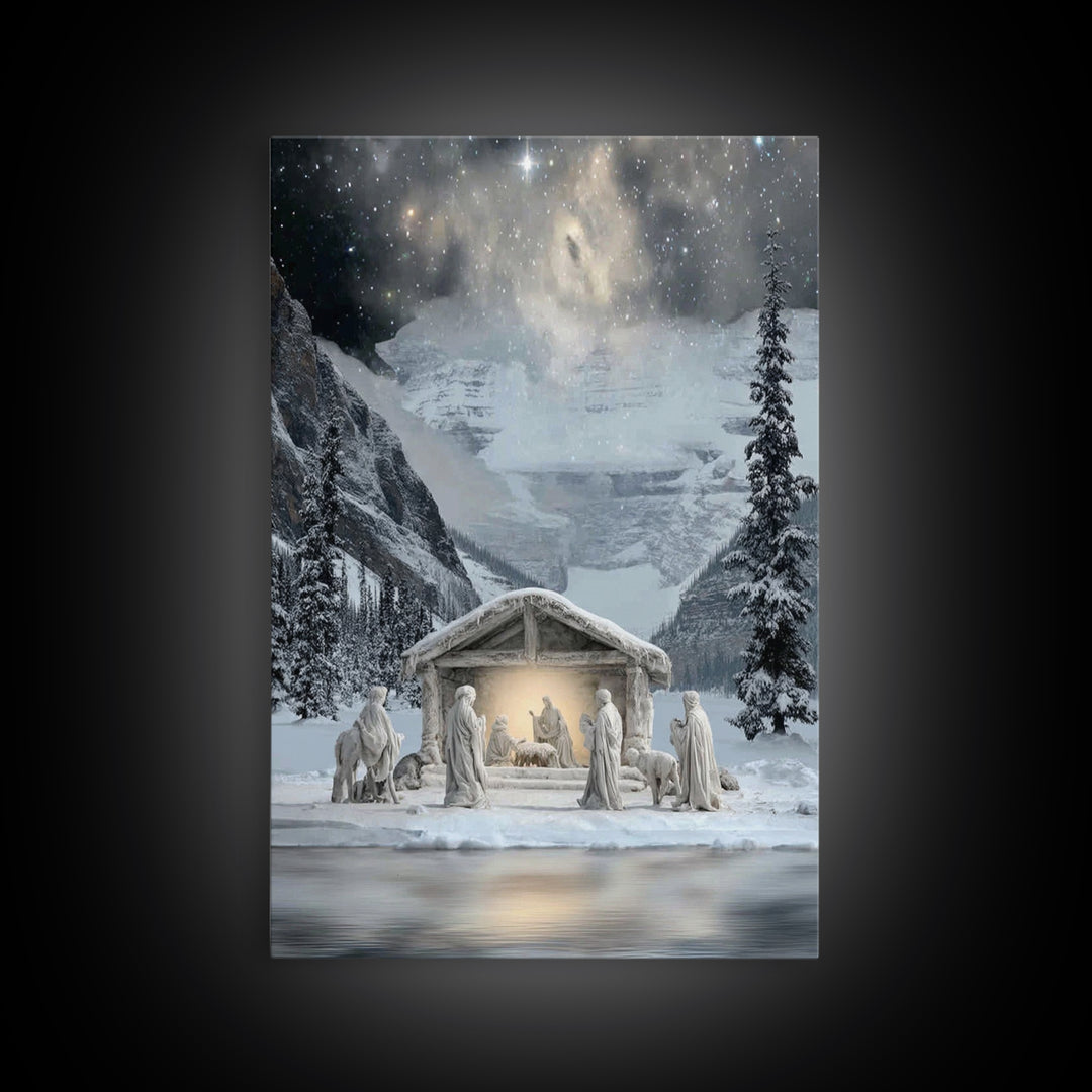 Shepherds In Stillness – Framed Canvas Print – Christian Christmas Art – Christian Art Canvas – Christian Art – Jesus Painting – Christian