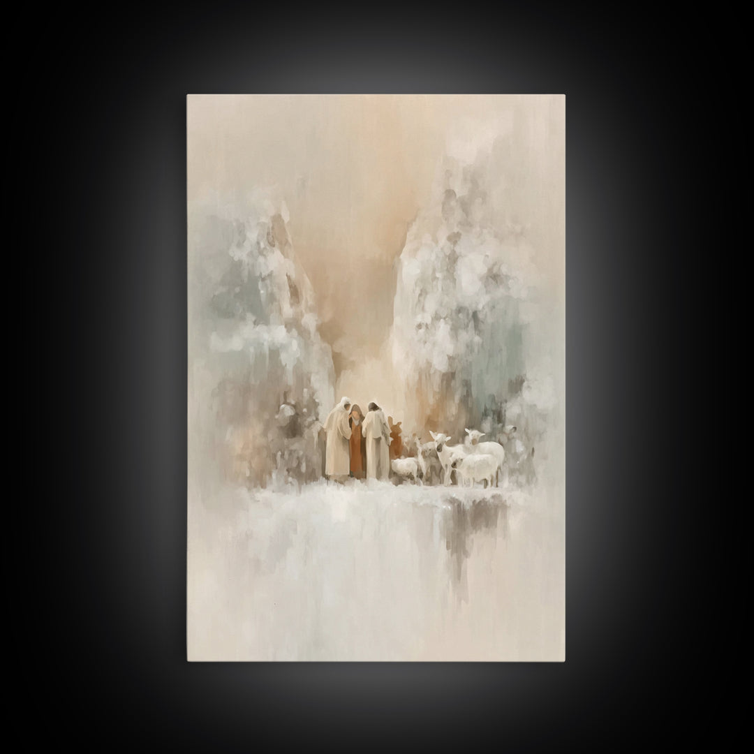 Peaceful Christmas Dawn – Framed Canvas Print – Jesus Painting – Christian Art Canvas – Christian Christmas Art – Christian Art – Christian