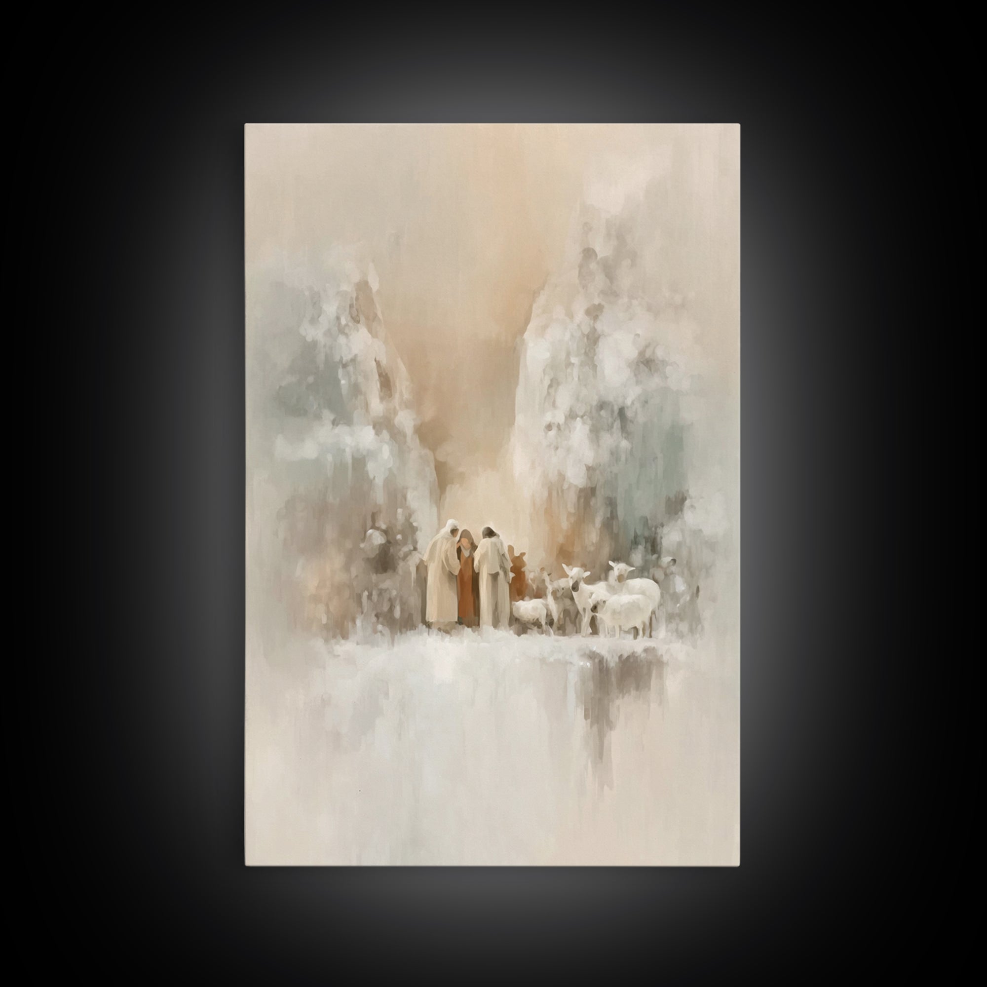 Peaceful Christmas Dawn – Framed Canvas Print – Jesus Painting – Christian Art Canvas – Christian Christmas Art – Christian Art – Christian