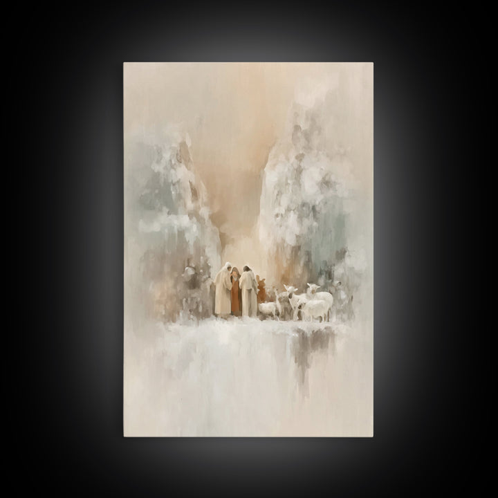Peaceful Christmas Dawn – Framed Canvas Print – Jesus Painting – Christian Art Canvas – Christian Christmas Art – Christian Art – Christian