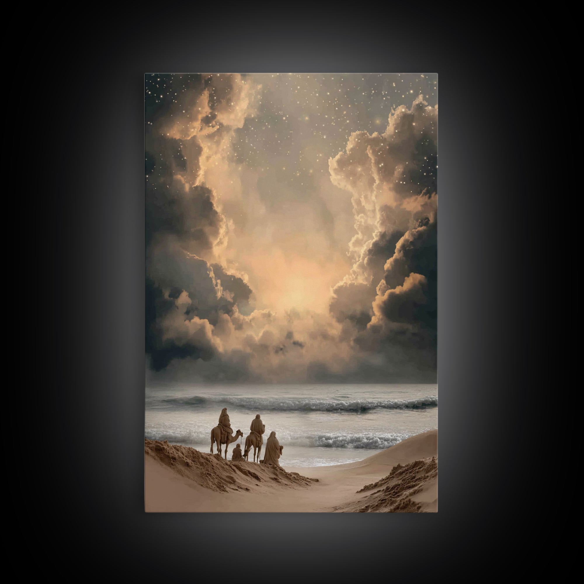 Desert Star Journey – Framed Canvas Print – Christian Wall Art – Christian Art Canvas – Christian Christmas Art – Jesus Painting – Christia
