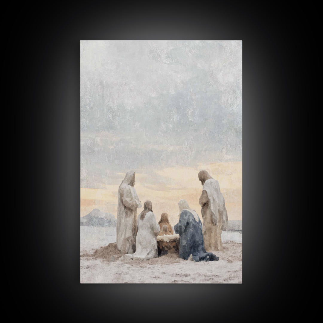 Dawn Of Adoration – Framed Canvas Print – Christian Art Canvas – Christian Art – Jesus Painting – Christian Christmas Art – Christian Wall