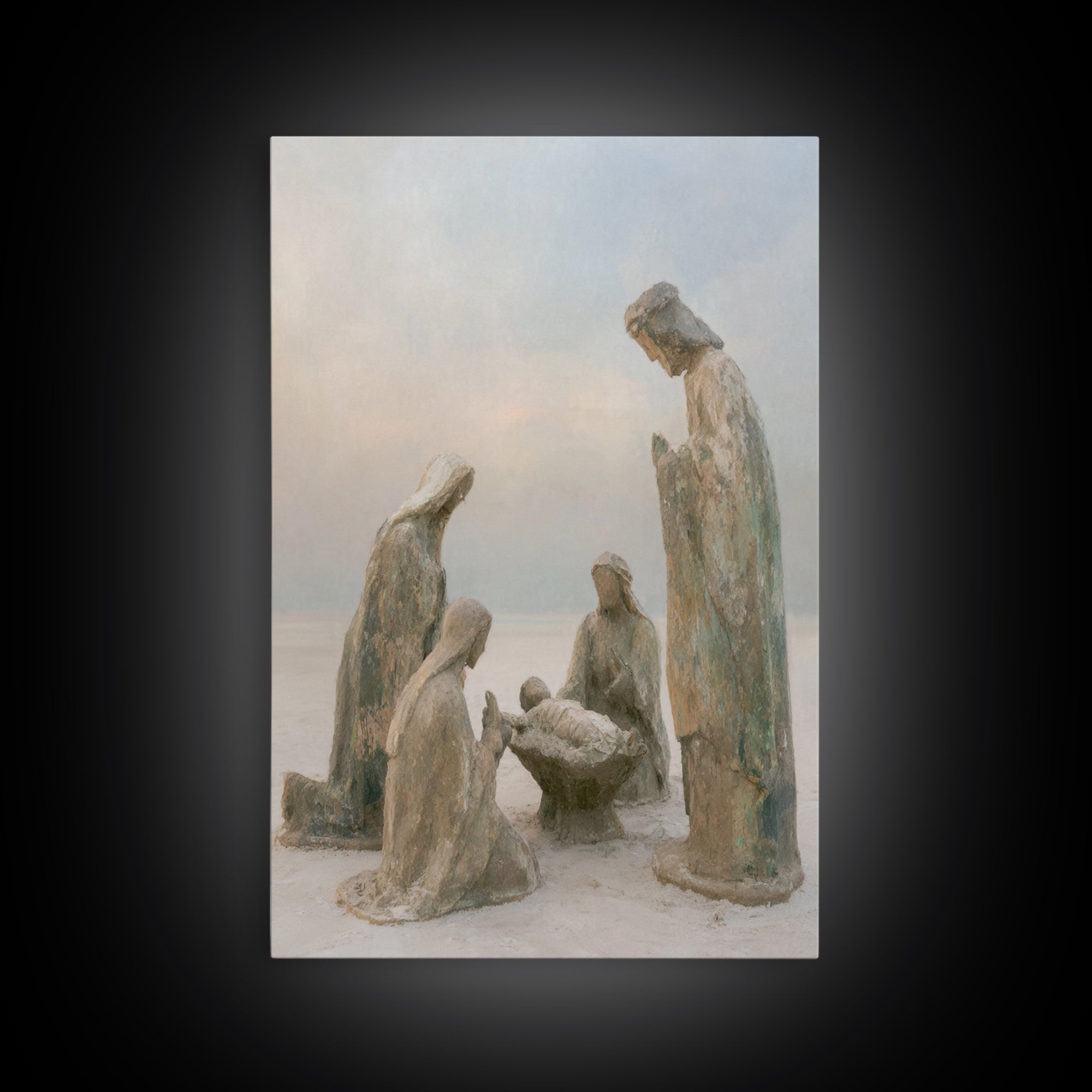 Humble Birth Scene – Framed Canvas Print – Jesus Painting – Christian Art – Christian Art Canvas – Christian Christmas Art – Christian Wall