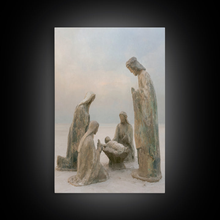 Humble Birth Scene – Framed Canvas Print – Jesus Painting – Christian Art – Christian Art Canvas – Christian Christmas Art – Christian Wall