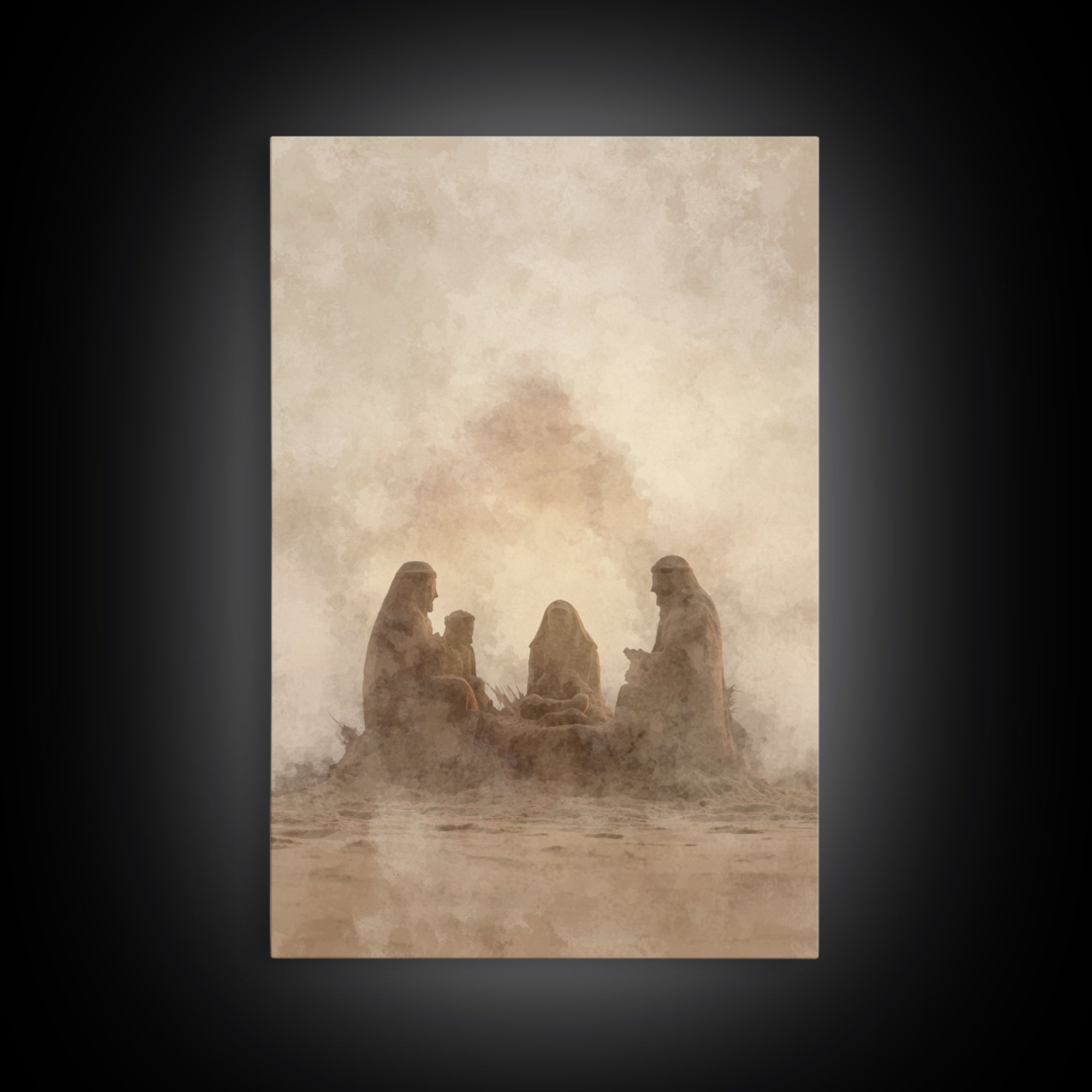 Sacred Sand Gathering – Framed Canvas Print – Christian Art – Christian Christmas Art – Christian Wall Art – Christian Art Canvas – Jesus P